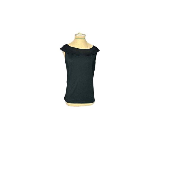 Rafaella Tops - Rafaella Black Sleevless Knit Cotton Top Beautiful Collar NWT Size Small